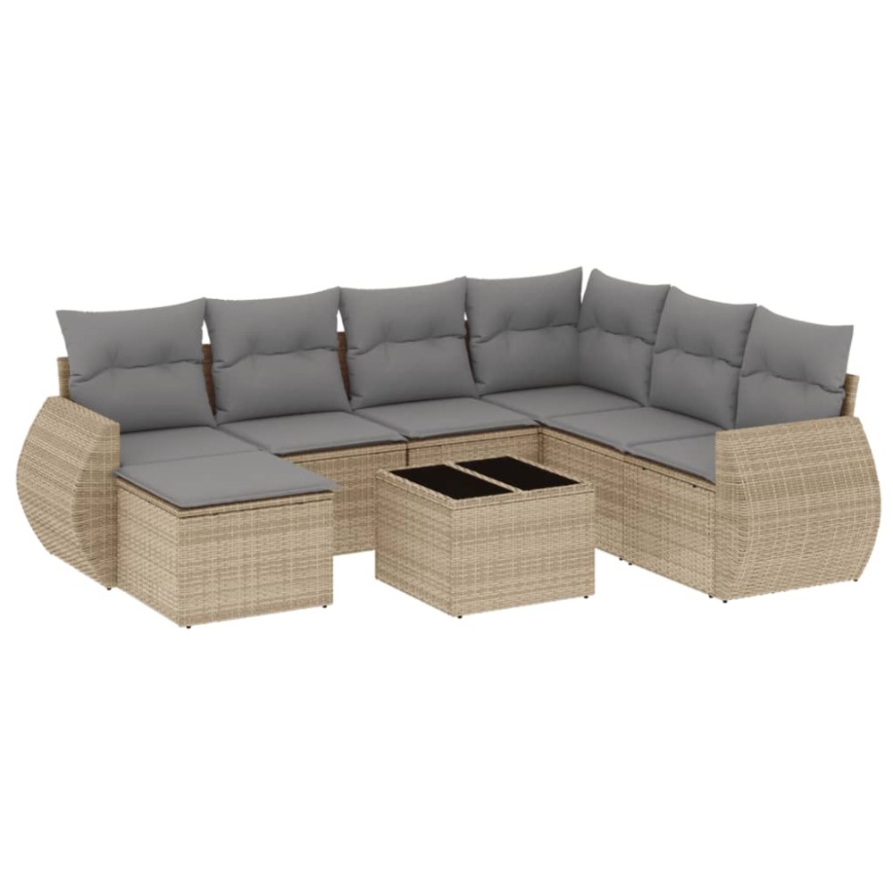 vidaXL Set canapele de grădină, 8 piese, cu perne, bej, poliratan