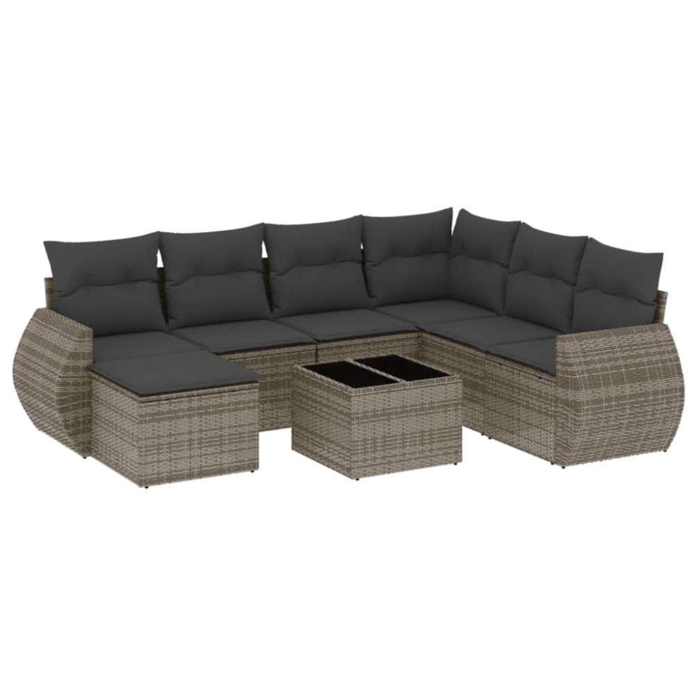 vidaXL Set canapele de grădină cu perne, 8 piese, gri, poliratan
