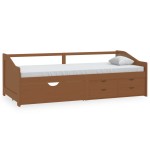 vidaXL Pat de zi, 3 locuri, sertare, maro miere, 90x200 cm, lemn pin vidaXL Pat de zi, 3 locuri, sertare, maro miere, 90x200 cm, lemn pin