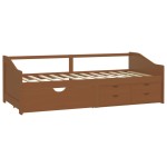 vidaXL Pat de zi, 3 locuri, sertare, maro miere, 90x200 cm, lemn pin vidaXL Pat de zi, 3 locuri, sertare, maro miere, 90x200 cm, lemn pin