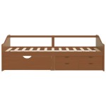 vidaXL Pat de zi, 3 locuri, sertare, maro miere, 90x200 cm, lemn pin vidaXL Pat de zi, 3 locuri, sertare, maro miere, 90x200 cm, lemn pin