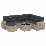vidaXL Set mobilier de grădină cu perne, 8 piese gri deschis poliratan vidaXL Set mobilier de grădină cu perne, 8 piese gri deschis poliratan