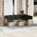 vidaXL Set mobilier de grădină cu perne, 8 piese gri deschis poliratan vidaXL Set mobilier de grădină cu perne, 8 piese gri deschis poliratan