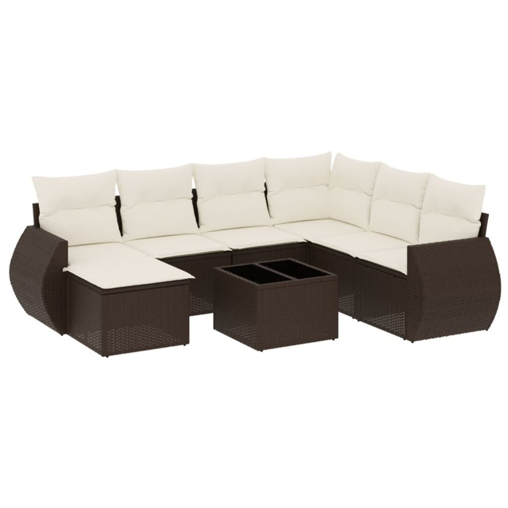 vidaXL Set canapele de grădină cu perne, 8 piese, maro, poliratan