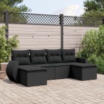 vidaXL Set mobilier de grădină cu perne, 6 piese, negru, poliratan vidaXL Set mobilier de grădină cu perne, 6 piese, negru, poliratan