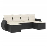 vidaXL Set mobilier de grădină cu perne, 6 piese, negru, poliratan vidaXL Set mobilier de grădină cu perne, 6 piese, negru, poliratan