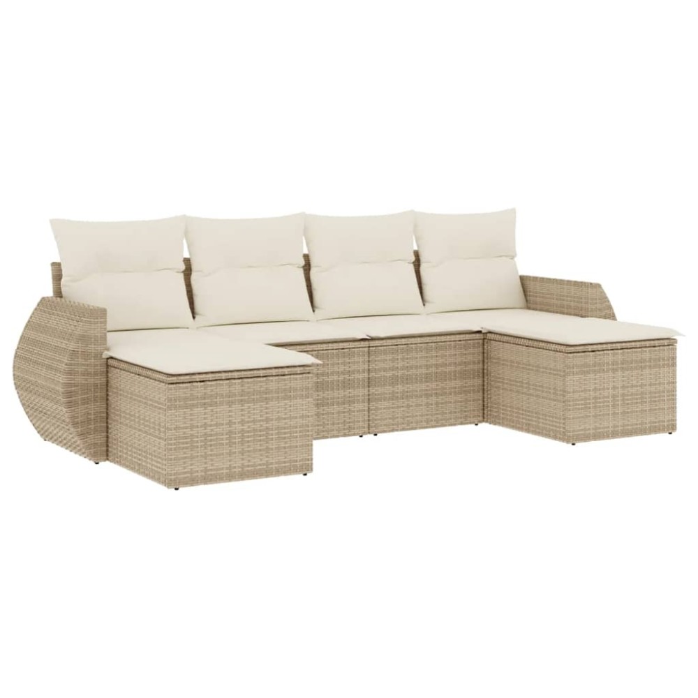 vidaXL Set canapele de grădină cu perne, 6 piese, bej, poliratan