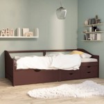 vidaXL Pat de zi, 3 locuri, sertare, maro închis, 90x200 cm, lemn pin vidaXL Pat de zi, 3 locuri, sertare, maro închis, 90x200 cm, lemn pin