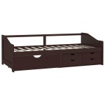 vidaXL Pat de zi, 3 locuri, sertare, maro închis, 90x200 cm, lemn pin vidaXL Pat de zi, 3 locuri, sertare, maro închis, 90x200 cm, lemn pin