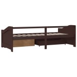 vidaXL Pat de zi, 3 locuri, sertare, maro închis, 90x200 cm, lemn pin vidaXL Pat de zi, 3 locuri, sertare, maro închis, 90x200 cm, lemn pin