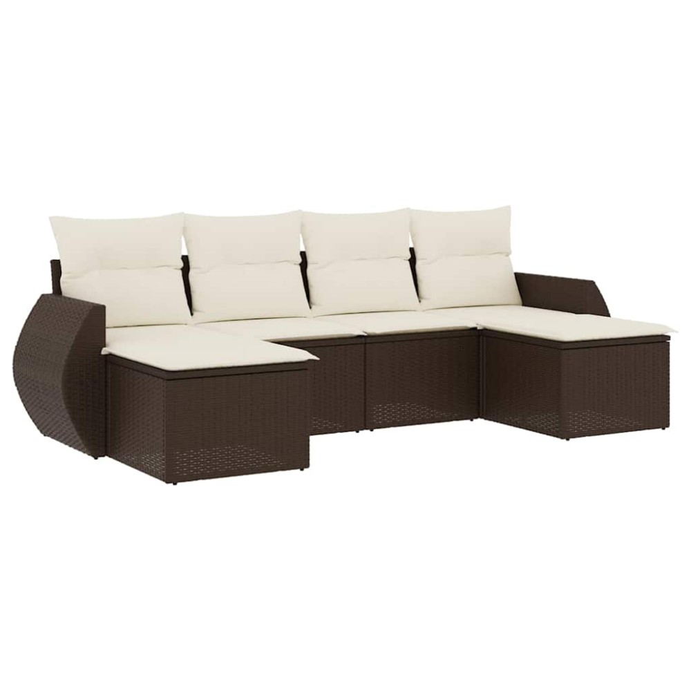 vidaXL Set canapele de grădină cu perne, 6 piese, maro, poliratan