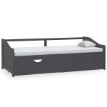 vidaXL Pat de zi cu 3 locuri cu sertare, gri, 90x200 cm lemn masiv pin vidaXL Pat de zi cu 3 locuri cu sertare, gri, 90x200 cm lemn masiv pin