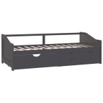 vidaXL Pat de zi cu 3 locuri cu sertare, gri, 90x200 cm lemn masiv pin vidaXL Pat de zi cu 3 locuri cu sertare, gri, 90x200 cm lemn masiv pin