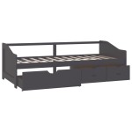 vidaXL Pat de zi cu 3 locuri cu sertare, gri, 90x200 cm lemn masiv pin vidaXL Pat de zi cu 3 locuri cu sertare, gri, 90x200 cm lemn masiv pin