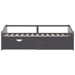 vidaXL Pat de zi cu 3 locuri cu sertare, gri, 90x200 cm lemn masiv pin vidaXL Pat de zi cu 3 locuri cu sertare, gri, 90x200 cm lemn masiv pin