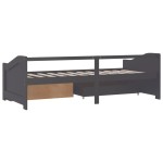 vidaXL Pat de zi cu 3 locuri cu sertare, gri, 90x200 cm lemn masiv pin vidaXL Pat de zi cu 3 locuri cu sertare, gri, 90x200 cm lemn masiv pin