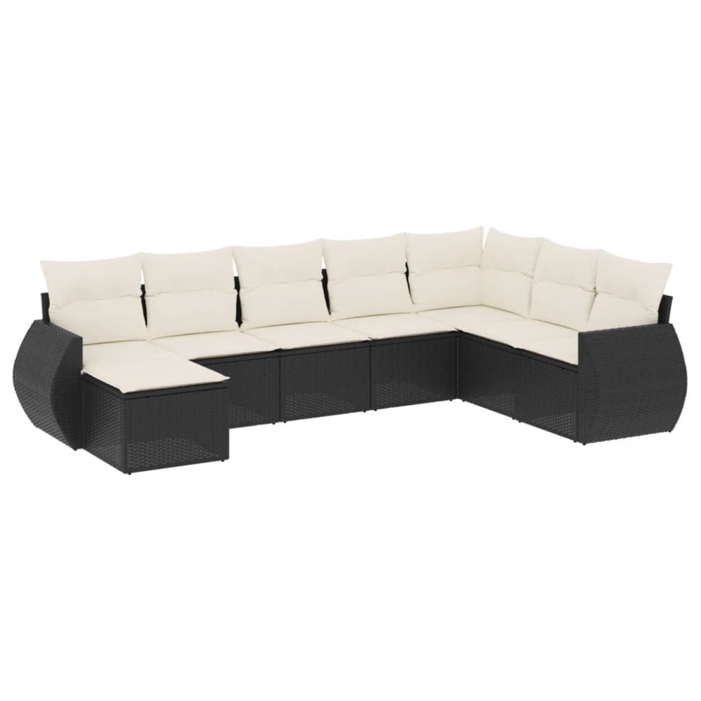 vidaXL Set mobilier de grădină cu perne, 8 piese, negru, poliratan
