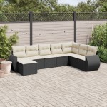 vidaXL Set mobilier de grădină cu perne, 8 piese, negru, poliratan vidaXL Set mobilier de grădină cu perne, 8 piese, negru, poliratan
