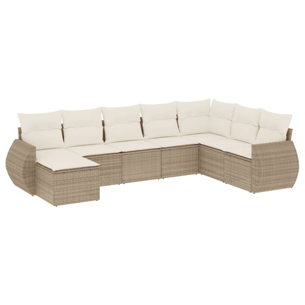 vidaXL Set canapele de grădină, 8 piese, cu perne, bej, poliratan