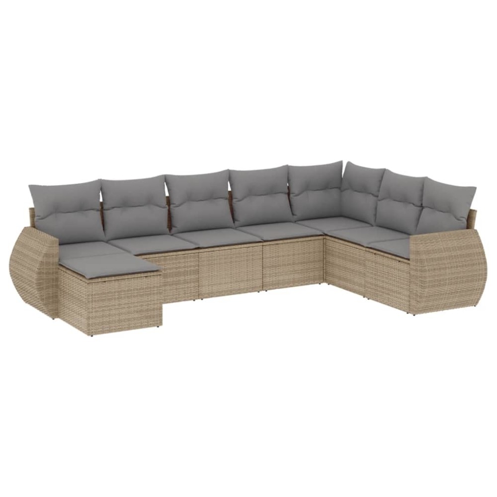 vidaXL Set canapele de grădină, 8 piese, cu perne, bej, poliratan