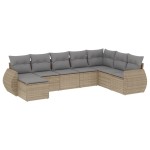vidaXL Set canapele de grădină, 8 piese, cu perne, bej, poliratan