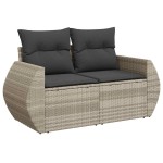vidaXL Set mobilier de grădină cu perne, 8 piese gri deschis poliratan vidaXL Set mobilier de grădină cu perne, 8 piese gri deschis poliratan