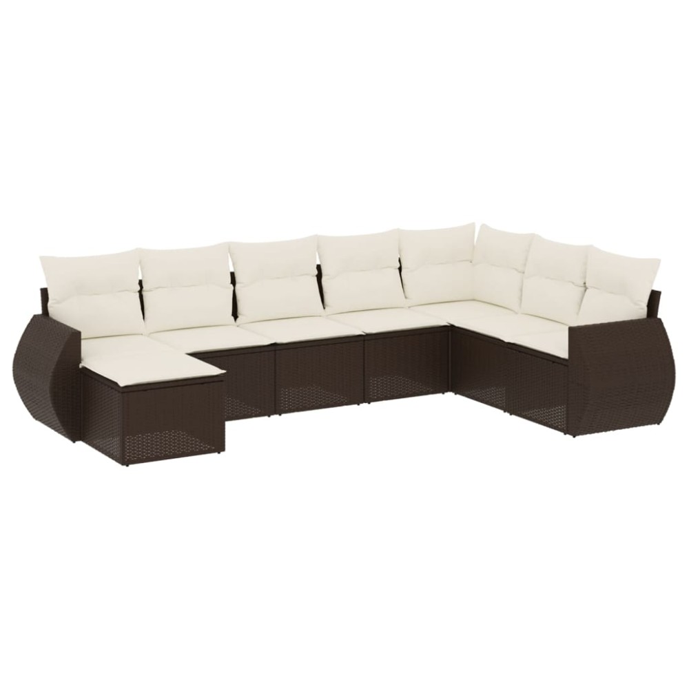 vidaXL Set canapele de grădină cu perne, 8 piese, maro, poliratan