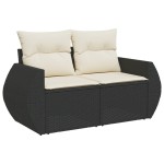 vidaXL Set mobilier de grădină cu perne, 9 piese, negru, poliratan vidaXL Set mobilier de grădină cu perne, 9 piese, negru, poliratan