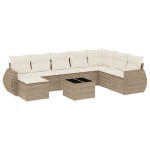 vidaXL Set canapele de grădină, 9 piese, cu perne, bej, poliratan