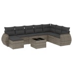 vidaXL Set canapele de grădină, 9 piese, cu perne, gri, poliratan vidaXL Set canapele de grădină, 9 piese, cu perne, gri, poliratan