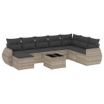 vidaXL Set canapele de grădină cu perne, 9 piese gri deschis poliratan vidaXL Set canapele de grădină cu perne, 9 piese gri deschis poliratan