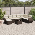 vidaXL Set canapele de grădină cu perne, 9 piese, maro, poliratan vidaXL Set canapele de grădină cu perne, 9 piese, maro, poliratan
