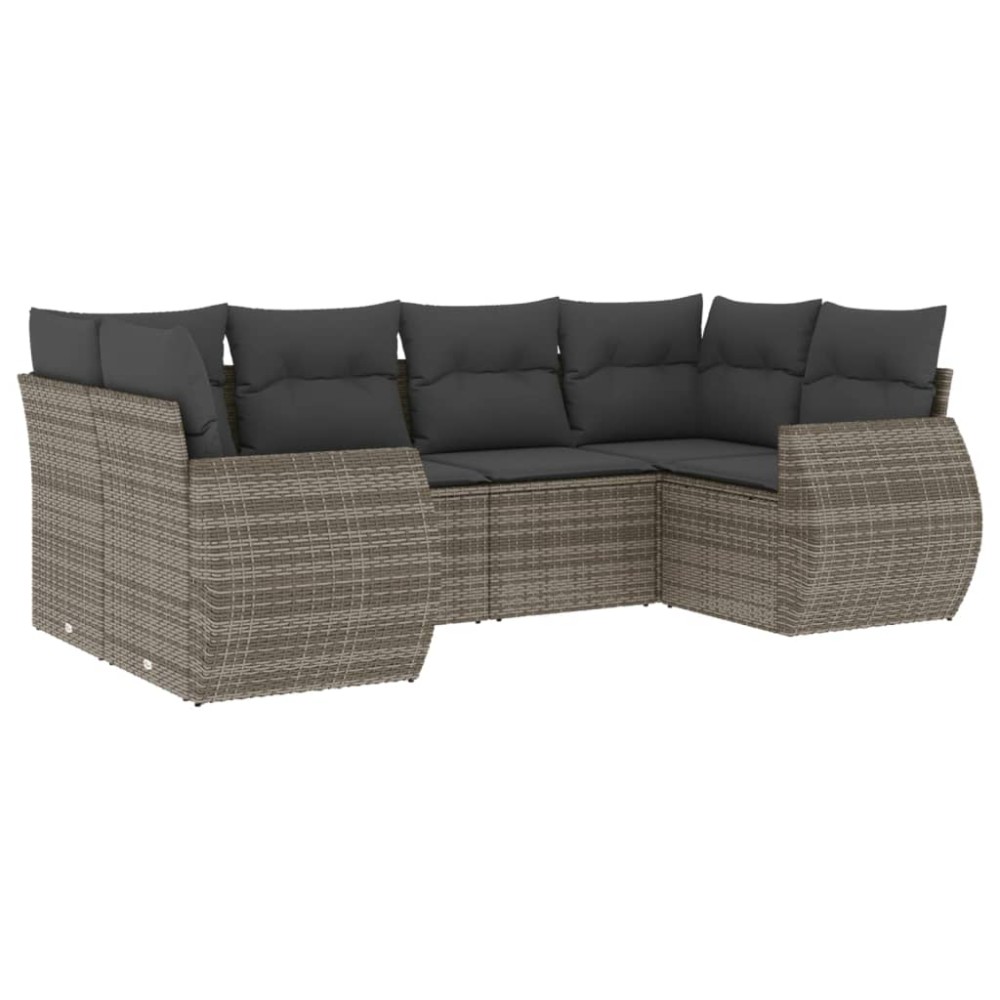 vidaXL Set mobilier grădină cu perne, 6 piese, gri, poliratan