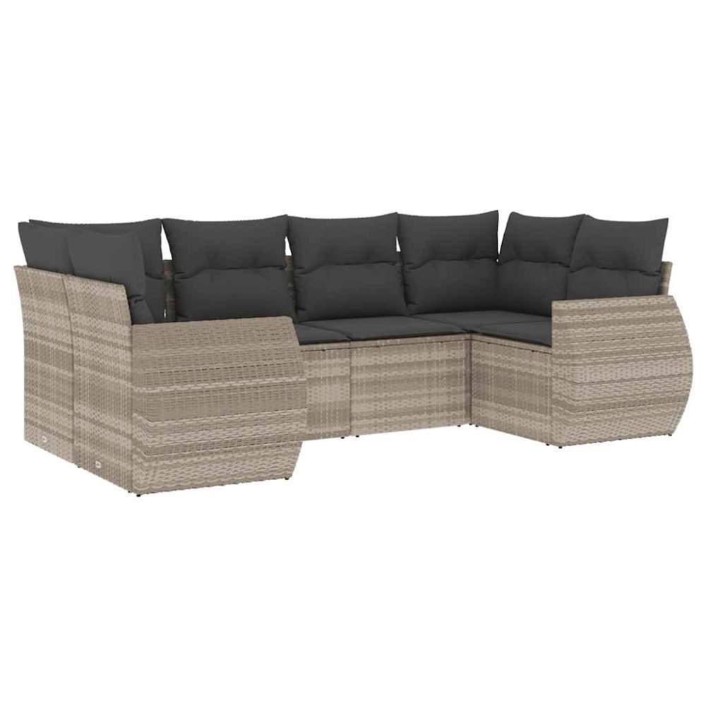 vidaXL Set canapele de grădină cu perne, 6 piese gri deschis poliratan