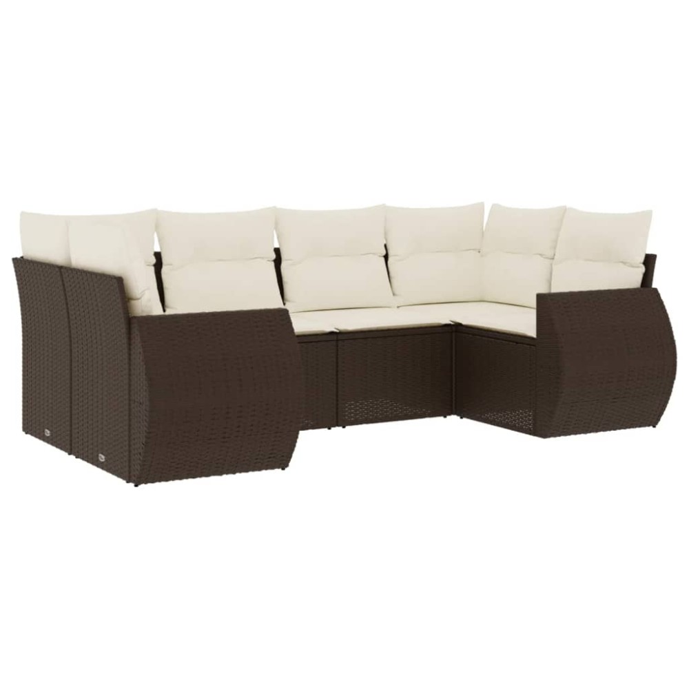 vidaXL Set canapele de grădină cu perne, 6 piese, maro, poliratan