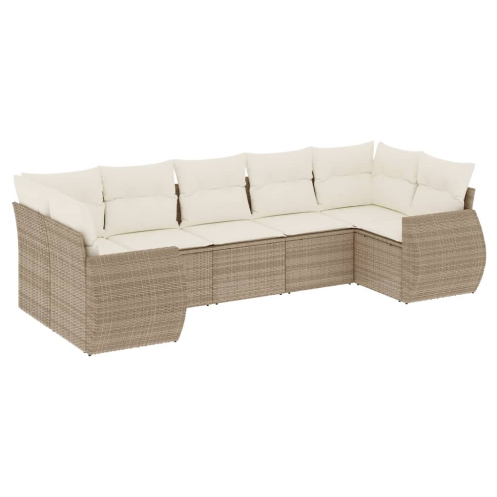 vidaXL Set canapele de grădină, 7 piese, cu perne, bej, poliratan