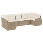 vidaXL Set canapele de grădină, 7 piese, cu perne, bej, poliratan vidaXL Set canapele de grădină, 7 piese, cu perne, bej, poliratan