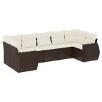 vidaXL Set canapele de grădină cu perne, 7 piese, maro, poliratan