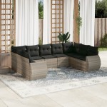 vidaXL Set canapele de grădină cu perne, 9 piese gri deschis poliratan vidaXL Set canapele de grădină cu perne, 9 piese gri deschis poliratan