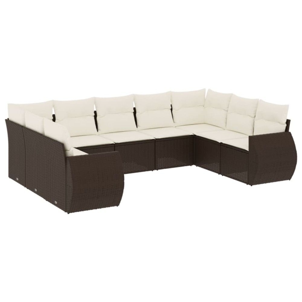 vidaXL Set canapele de grădină cu perne, 9 piese, maro, poliratan