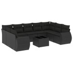 vidaXL Set canapele de grădină cu perne, 10 piese, negru, poliratan vidaXL Set canapele de grădină cu perne, 10 piese, negru, poliratan