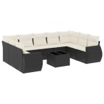 vidaXL Set canapele de grădină cu perne, 10 piese, negru, poliratan vidaXL Set canapele de grădină cu perne, 10 piese, negru, poliratan