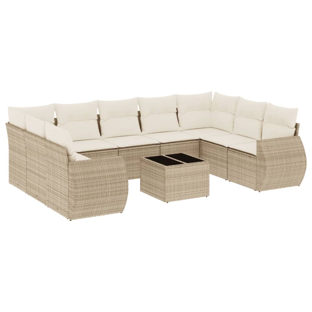 vidaXL Set canapele de grădină cu perne, 10 piese, bej, poliratan