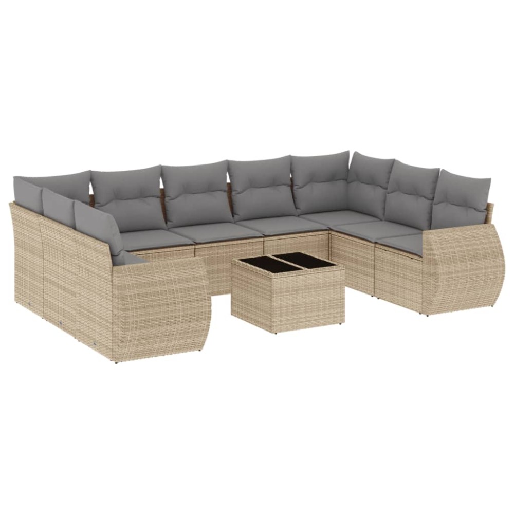 vidaXL Set canapele de grădină cu perne, 10 piese, bej, poliratan
