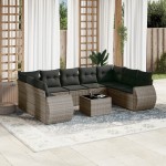 vidaXL Set mobilier de grădină cu perne, 10 piese, gri, poliratan vidaXL Set mobilier de grădină cu perne, 10 piese, gri, poliratan
