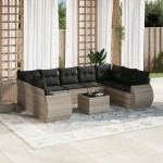 vidaXL Set canapele de grădină cu perne 10 piese gri deschis poliratan vidaXL Set canapele de grădină cu perne 10 piese gri deschis poliratan