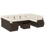 vidaXL Set canapele de grădină cu perne, 10 piese, maro, poliratan