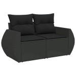 vidaXL Set mobilier de grădină cu perne, 9 piese, negru, poliratan vidaXL Set mobilier de grădină cu perne, 9 piese, negru, poliratan