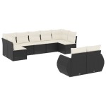 vidaXL Set mobilier de grădină cu perne, 9 piese, negru, poliratan vidaXL Set mobilier de grădină cu perne, 9 piese, negru, poliratan