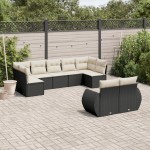 vidaXL Set mobilier de grădină cu perne, 9 piese, negru, poliratan vidaXL Set mobilier de grădină cu perne, 9 piese, negru, poliratan
